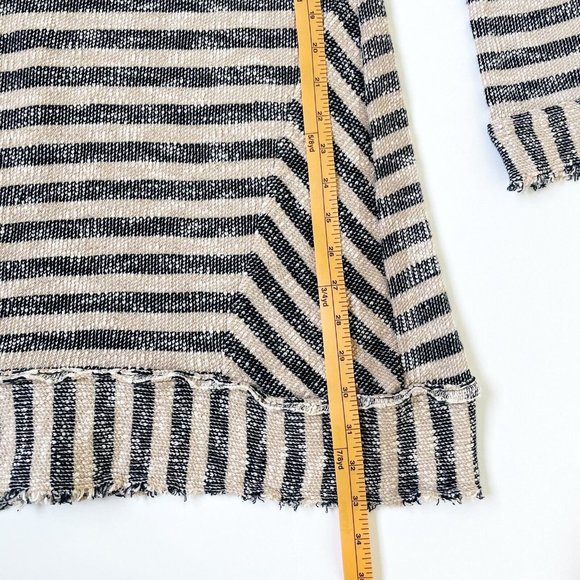 Soft Surroundings Marina Sweater Sz Large Navy Khaki Stripe Pullover Top Flowy - Picture 14 of 14